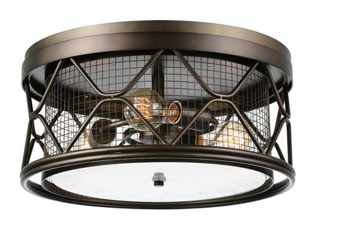 CWI Lighting Kali 3 Light Cage Flush Mount With Light Brown Model: 9914C16-3-204