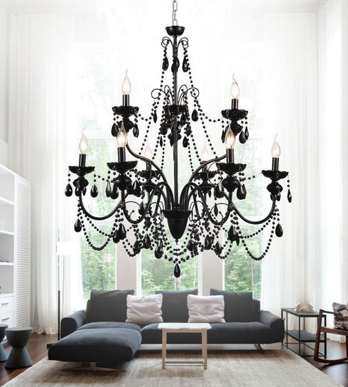 CWI Lighting Keen 9 Light Up Chandelier With Black Finish Model: 5095P32B-9
