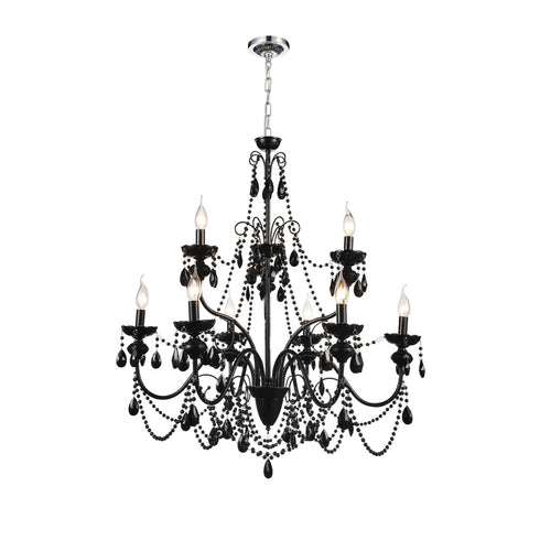 CWI Lighting Keen 9 Light Up Chandelier With Black Finish Model: 5095P32B-9