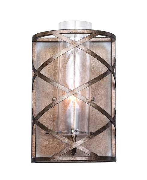 CWI Lighting Keeva 1 Light Wall Sconce With Wood Grain Bronze Model: 1030W8-1-217