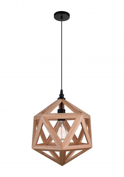 CWI Lighting Lante 1 Light Pendant With Black & Wood Finish Model: 9945P13-1-101