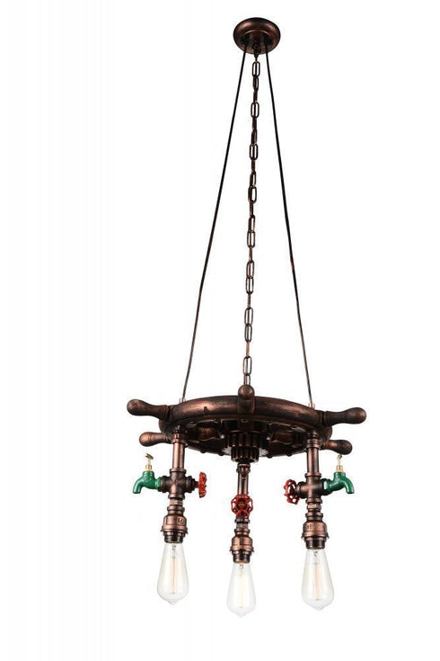 CWI Lighting Manor 3 Light Down Chandelier With Speckled Copper Model: 9718P22-3-210-A