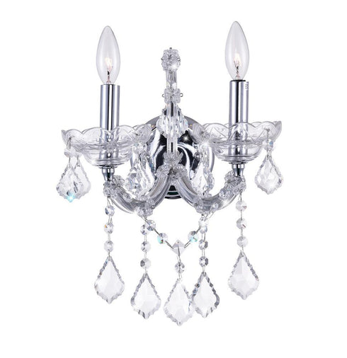 CWI Lighting Maria Theresa 2 Light Wall Sconce With Chrome Finish Model: 8397W12C-2(CLEAR)