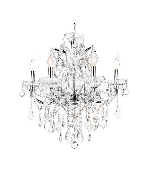 CWI Lighting Maria Theresa 6 Light Up Chandelier With Chrome Finish Model: 8397P24C-6(CLEAR)
