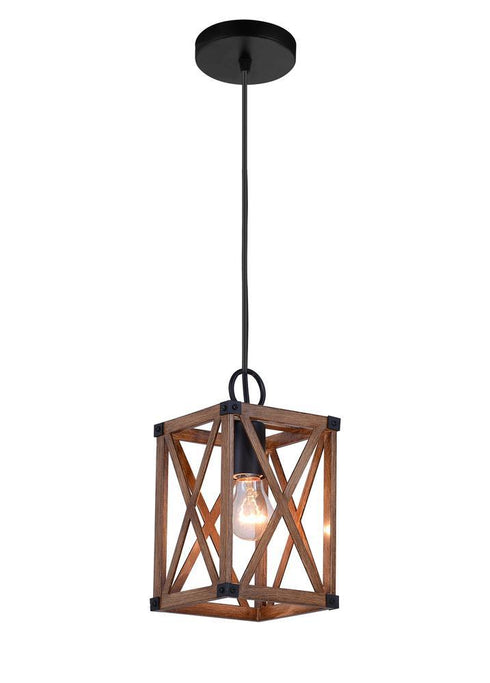 CWI Lighting Marini 1 Light Pendant With Wood Grain Brown Finish Model: 1033P6-1-230