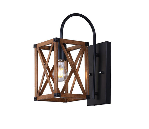 CWI Lighting Marini 1 Light Wall Sconce With Wood Grain Brown Model: 1033W6-1-230