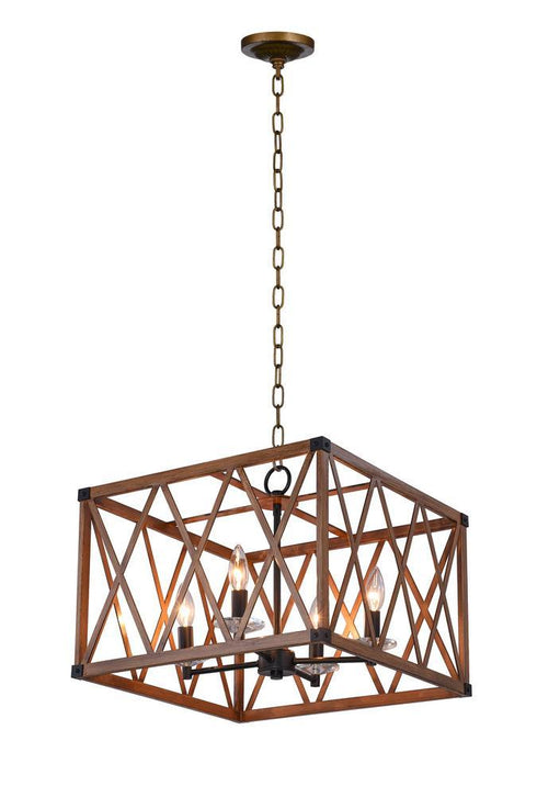 CWI Lighting Marini 4 Light Chandelier With Wood Grain Brown Model: 1033P18-4-230