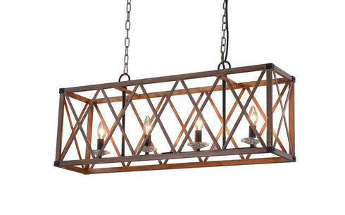CWI Lighting Marini 4 Light Chandelier With Wood Grain Brown Model: 1033P36-4-230