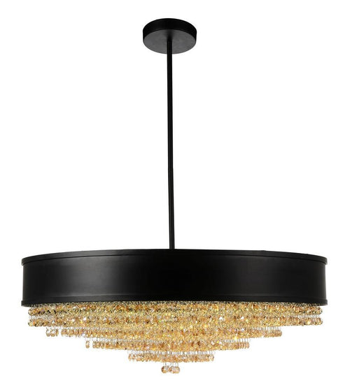 CWI Lighting Medina 10 Light Drum Shade Chandelier With Black Model: 5687P24-16-101