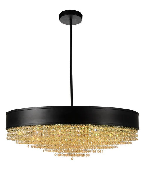 CWI Lighting Medina 15 Light Drum Shade Chandelier With Black Model: 5687P30-22-101