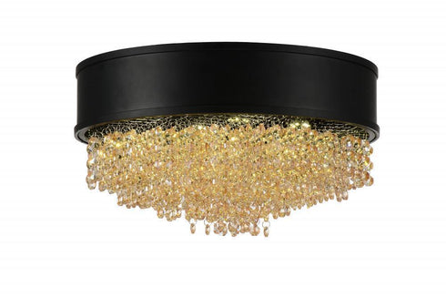 CWI Lighting Medina 7 Light Drum Shade Flush Mount With Black Model: 5687C16-11-101