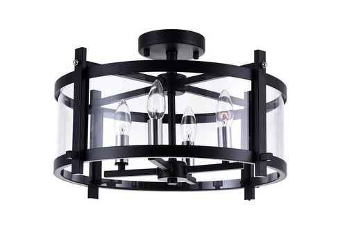 CWI Lighting Miette 4 Light Cage Flush Mount With Black Finish Model: 9827C18-4-101