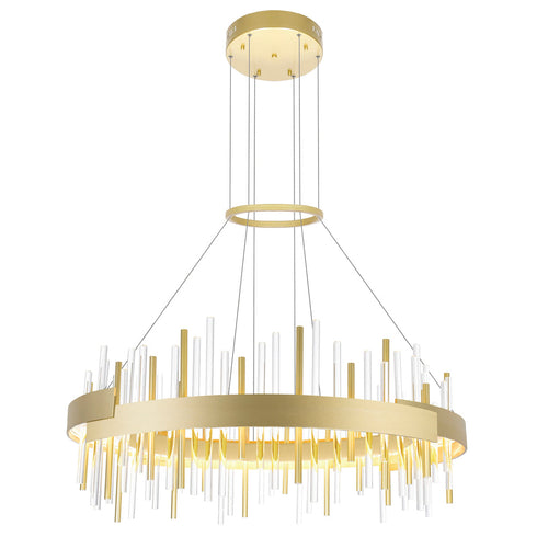CWI Lighting Millipede 32 Inch LED Satin Gold Chandelier Model: 1245P32-602