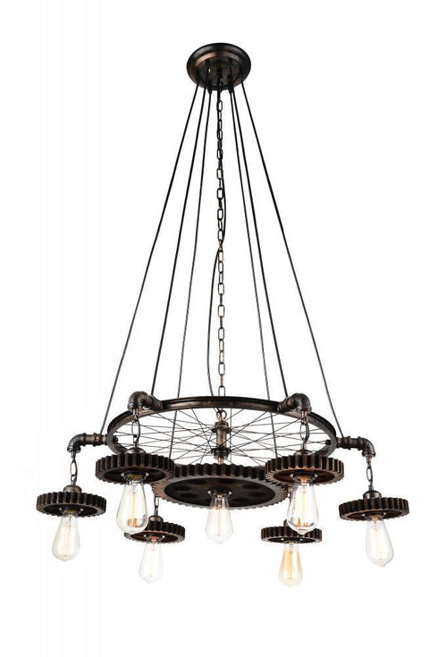 CWI Lighting Prado 7 Light Down Chandelier With Blackened Copper Model: 9723P35-7-211