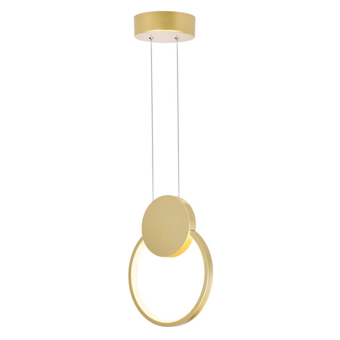 CWI Lighting Pulley 8 Inch LED Satin Gold Mini Pendant Model: 1297P8-1-602