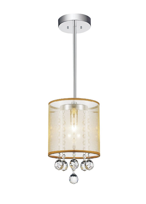 CWI Lighting Radiant 1 Light Drum Shade Mini Pendant With Chrome Model: 5062P6C-1 (CLEAR + G)