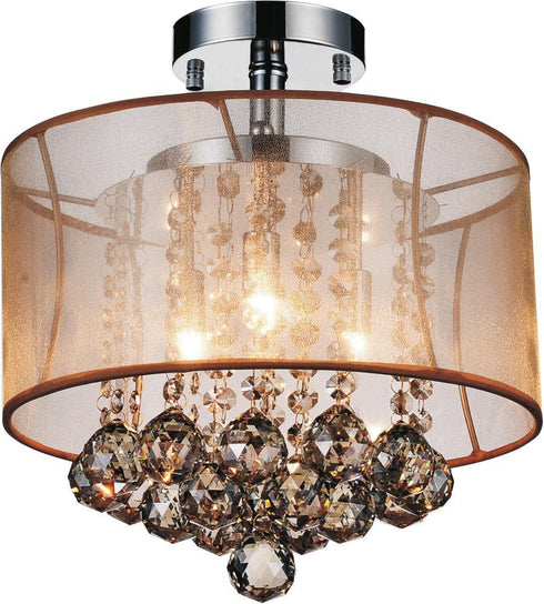 CWI Lighting Radiant 3 Light Drum Shade Flush Mount With Chrome Model: 5062C12C (CHP + G)