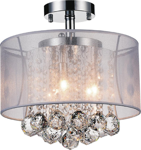 CWI Lighting Radiant 3 Light Drum Shade Flush Mount With Chrome Model: 5062C12C (CLEAR + W)