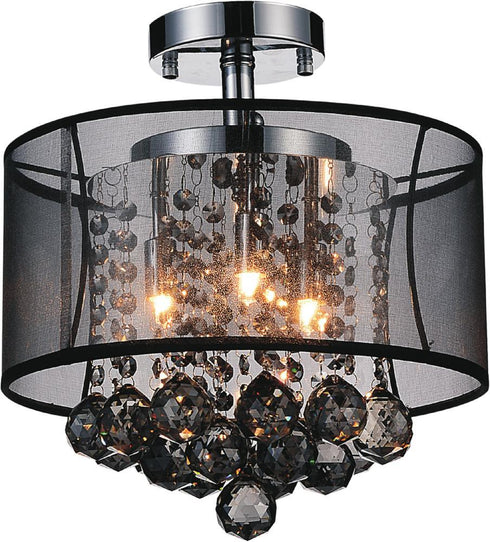 CWI Lighting Radiant 3 Light Drum Shade Flush Mount With Chrome Model: 5062C12C (SMOKE + B)