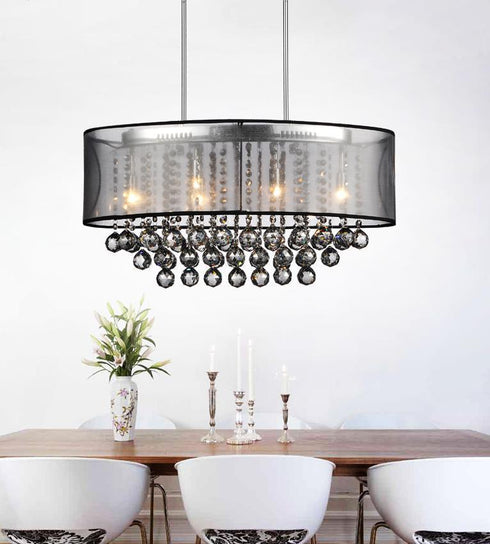 CWI Lighting Radiant 6 Light Drum Shade Chandelier With Chrome Model: 5063P26C (SMOKE+ B)