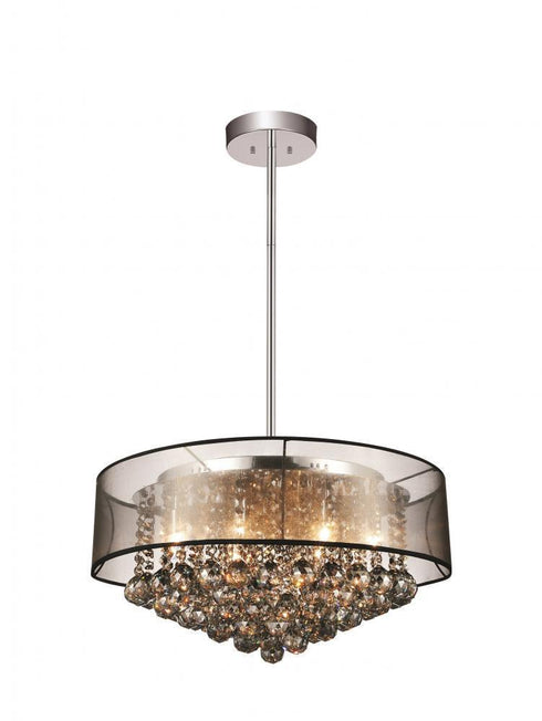 CWI Lighting Radiant 9 Light Drum Shade Chandelier With Chrome Model: 5062P20C (SMOKE + BK)