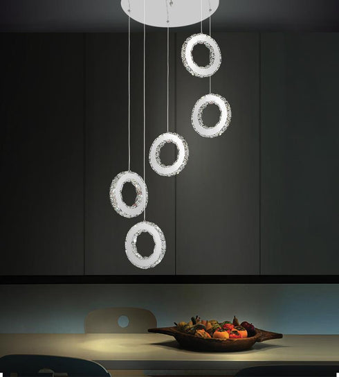 CWI Lighting Ring LED Multi Light Pendant With Chrome Finish Model: 5417P20ST-R