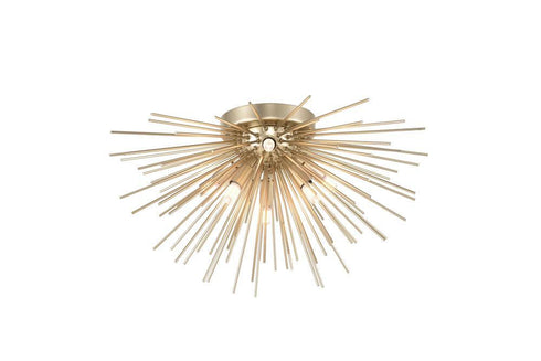 CWI Lighting Savannah 6 Light Flush Mount With Gold Leaf Finish Model: 1034C20-6-620
