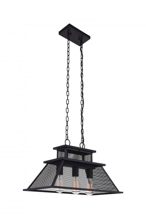 CWI Lighting Savill 3 Light Island Chandelier With Reddish Black Model: 9745P24-3-219