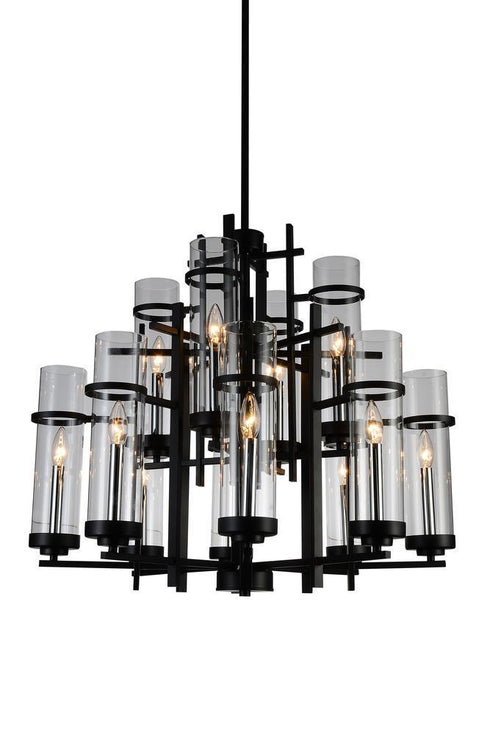 CWI Lighting Sierra 12 Light Up Chandelier With Black Finish Model: 9827P30-12-101-A