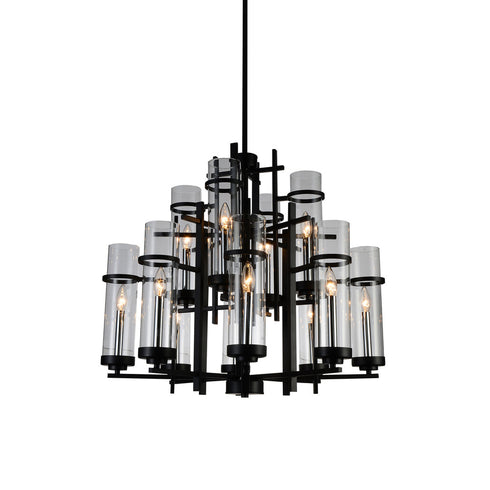 CWI Lighting Sierra 12 Light Up Chandelier With Black Finish Model: 9827P30-12-101-A