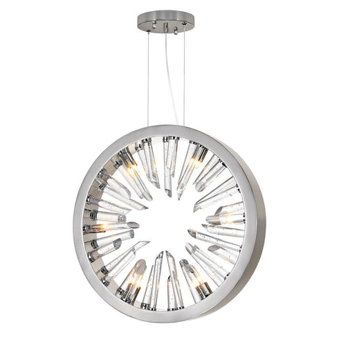 CWI Lighting Spiked 6 Light Chandelier With Polished Nickle Model: 1142P20-6-613