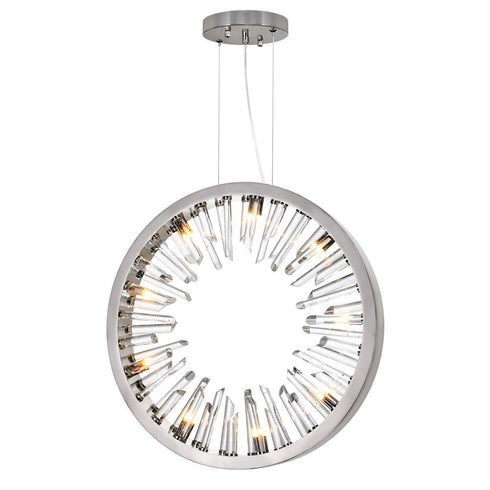 CWI Lighting Spiked 9 Light Chandelier With Polished Nickle Model: 1142P26-9-613
