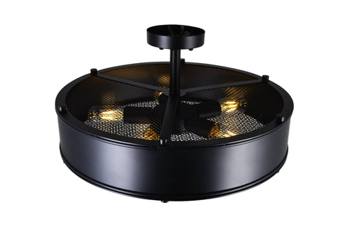 CWI Lighting Tigris 5 Light Drum Shade Flush Mount With Black Model: 9904C20-5-101