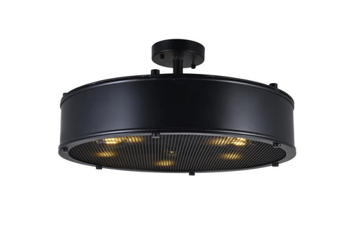 CWI Lighting Tigris 5 Light Drum Shade Flush Mount With Black Model: 9904C20-5-101