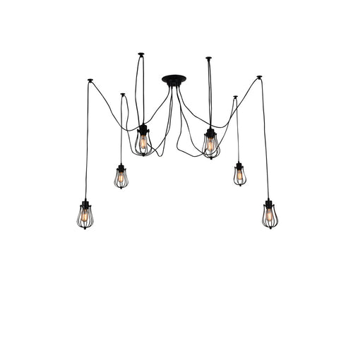 CWI Lighting Tomaso 6 Light Multi Light Pendant With Black Finish Model: 9610P28-6-101