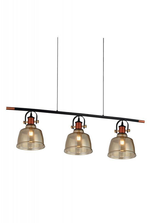 CWI Lighting Tower Bell 3 Light Pool Table Light With Black & Copper Model: 9649P47-3-COGNAC