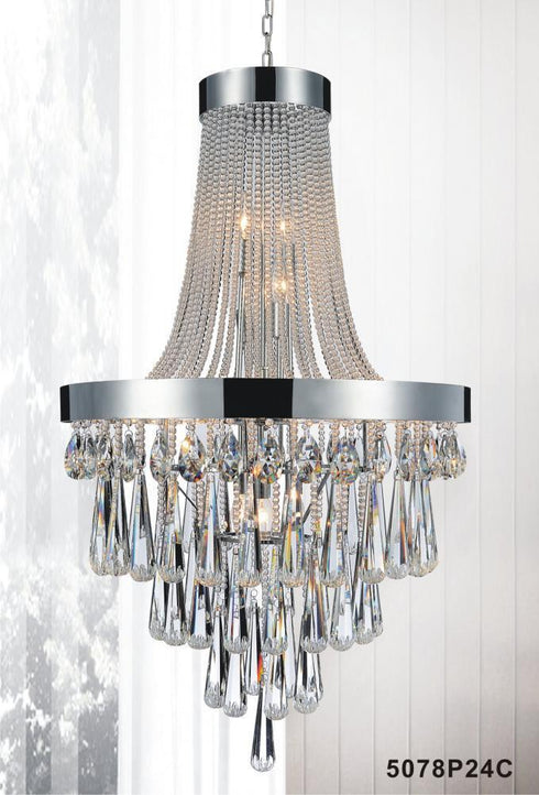 CWI Lighting Vast 13 Light Down Chandelier With Chrome Finish Model: 5078P24C (CLEAR)