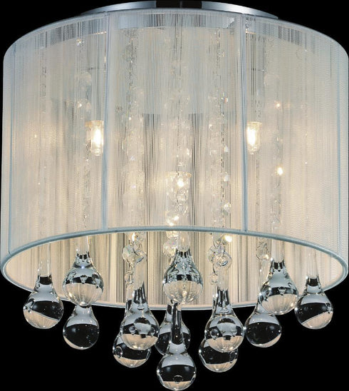 CWI Lighting Water Drop 4 Light Drum Shade Flush Mount With Chrome Model: 5006C10C-R (W)