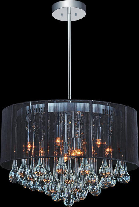 CWI Lighting Water Drop 6 Light Drum Shade Chandelier With Chrome Model: 5006P18C-R(B)