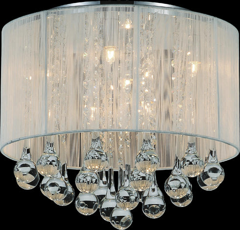 CWI Lighting Water Drop 6 Light Drum Shade Flush Mount With Chrome Model: 5006C14C-R (W)