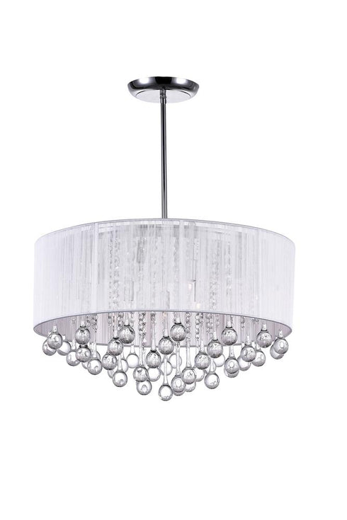 CWI Lighting Water Drop 9 Light Drum Shade Chandelier With Chrome Model: 5006P22C-R(W)