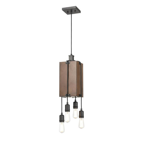 DVI Lighting 4 Light Foyer In Graphite And Ironwood On Model: DVP42448GR+IW