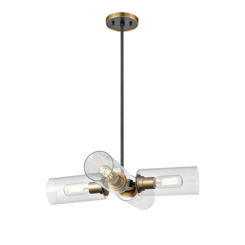 DVI Lighting 4 Light Pendant In Satin Nickel And Graphite Model: DVP24705SN+GR-CL