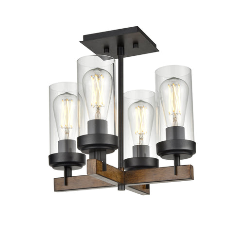 DVI Lighting Okanagan 4 Light Semi Flush Mount Model: DVP38611GR+IW-CL