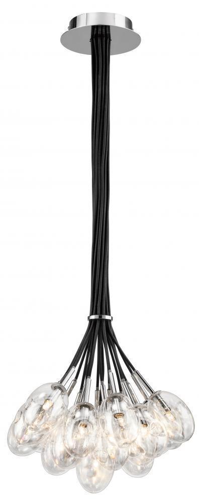 Elan 83225 Menicus 19 Light Clear Glass W/ Black 32" Cloth Cord