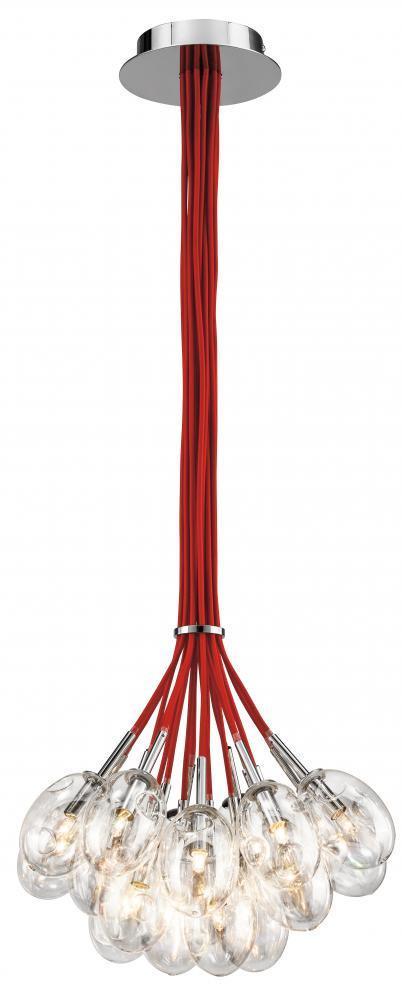 Elan 83250 Menicus 19 Light Clear Glass W/ Red 44" Cloth Cord
