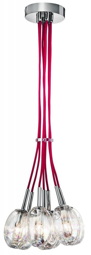 Elan 83254 Menicus 7 Light Clear Glass W/ Red 32" Cloth Cord