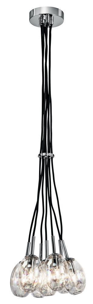 Elan 83257 Menicus 7 Light Clear Glass W/ Black 44" Cloth Cord