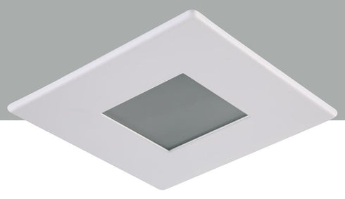 Elegant Lighting 3 Inch Matte White Square Shower Trim With Frosted Glass And Matte White Square Trim Ring Model: R3-559MW
