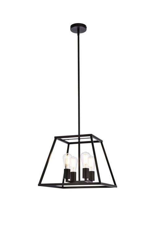 Living District 4 Light Declan 16 Inch Pendant In Black And Brass Model: LD720D16BRK